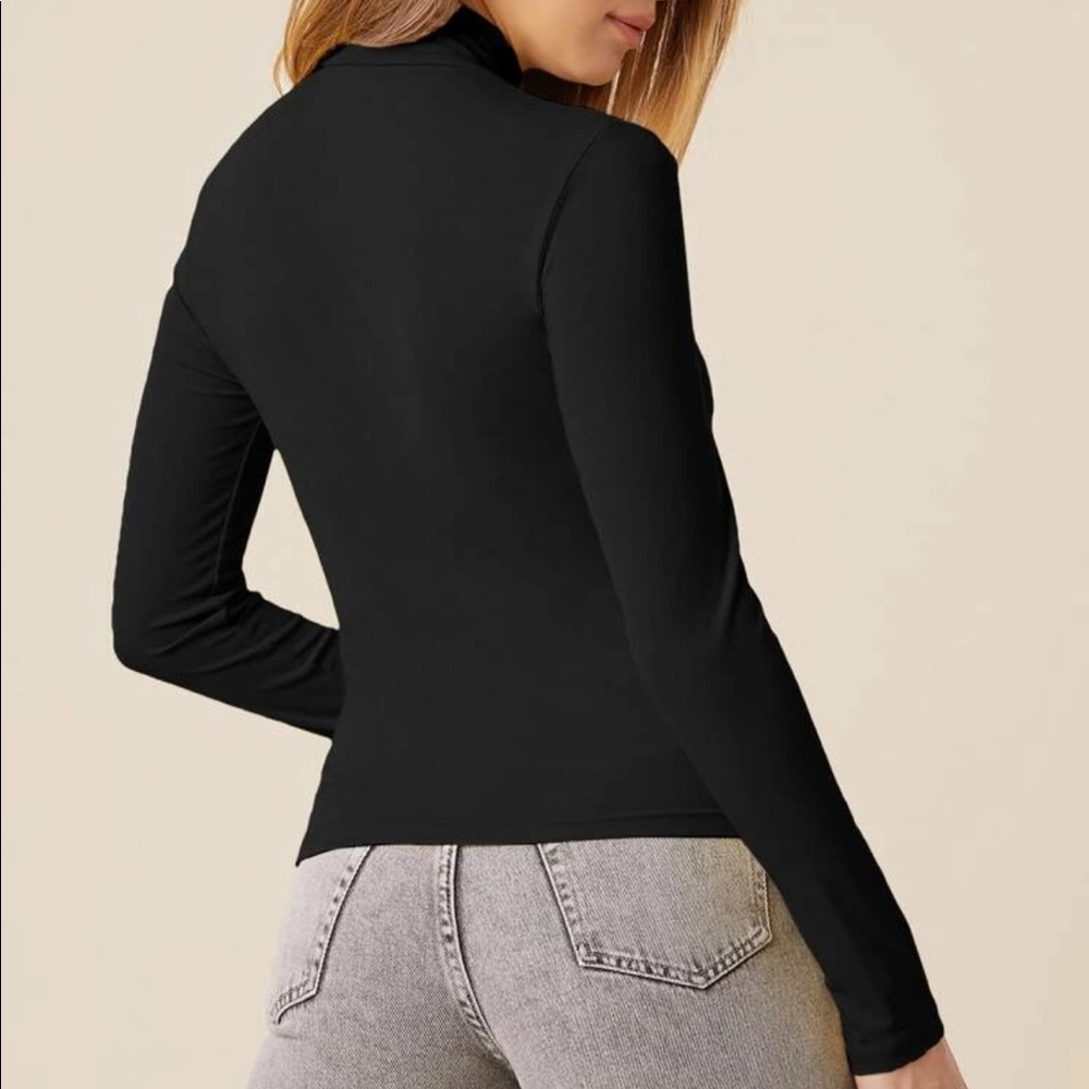 5 colors available— Basic mock Neck stretchy Fitted long sleeves top - Picture 4 of 14